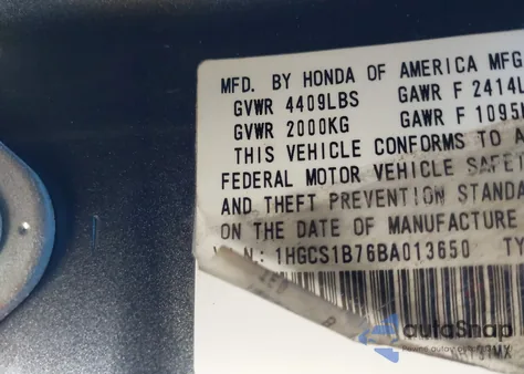 2011 Honda Accord 2.4 Ex z USA, uszkodzony, nr VIN 1HGCS1B76BA013650
